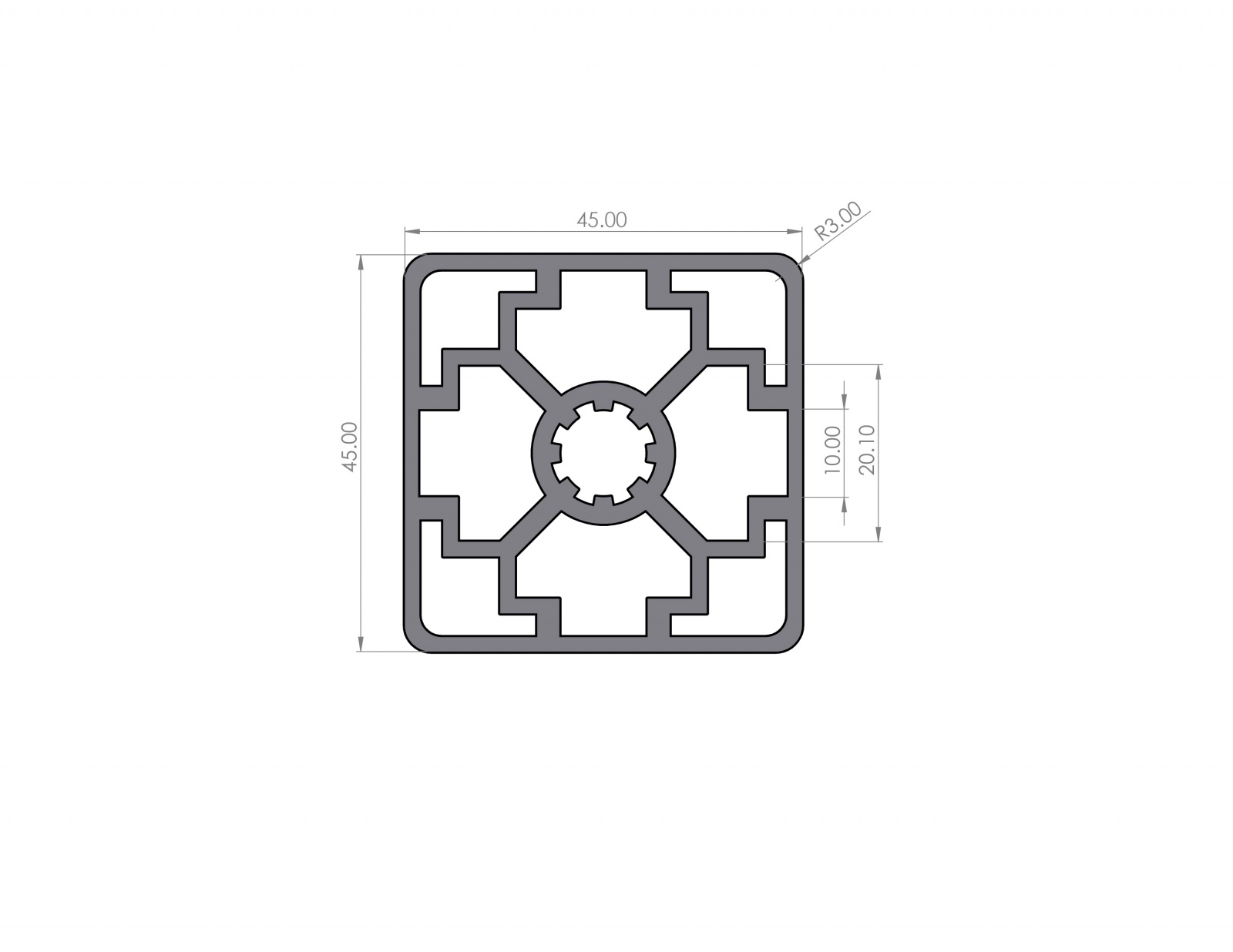 Aluminium profile 45x45 groove 10 B-type 4N